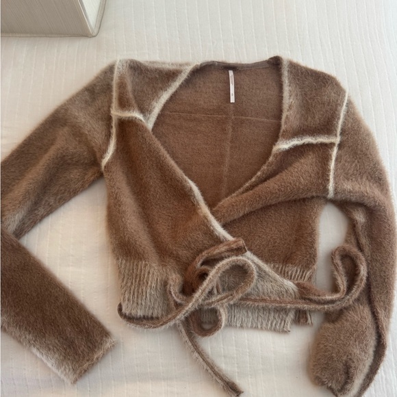 Free People Cozy Brown Wrap Sweater - Picture 1 of 4